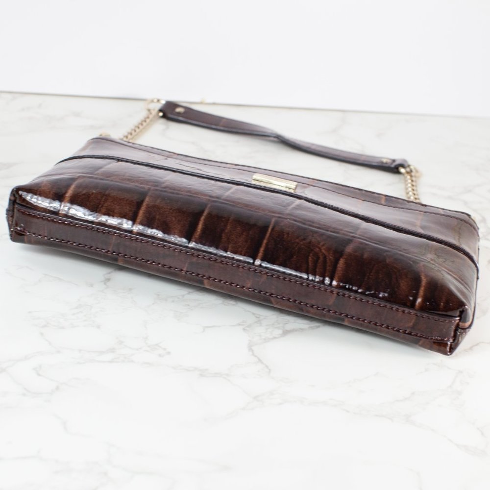SOLD Kate Spade Knightsbridge Byrd Clutch Bag Chestnut Patent Leather Purse - Picture 6 of 8